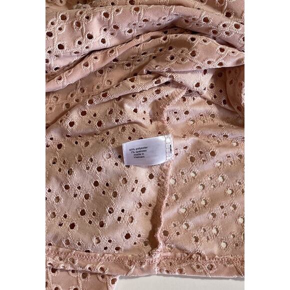 Lane Bryant Top Peach Eyelet Short Sleeve Pullover Plus Size 22/24 Elastic Waist - Picture 11 of 16
